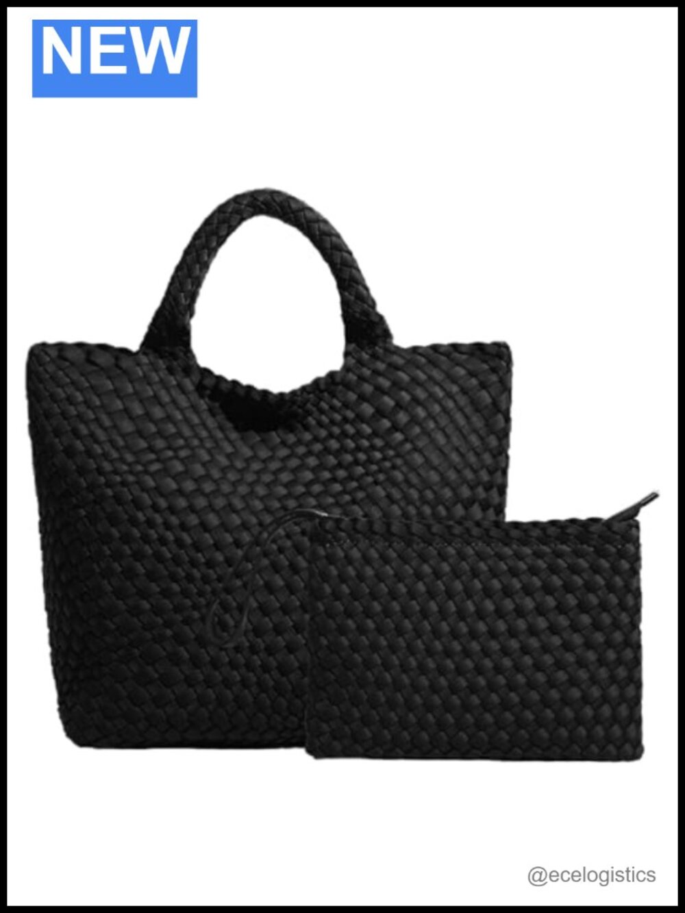 Woven Hobo Bag Neoprene Tote Handmade Shoulder Purse Large Capacity
